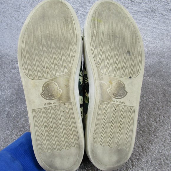 Moncler Sneakers Mens Size 43 Eu 10 Us Slip On Green Floral Italy - Picture 9 of 12